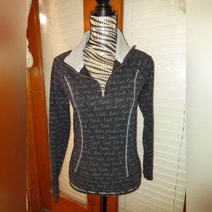 Victoria's secret pink black yoga 3/4 zip up
